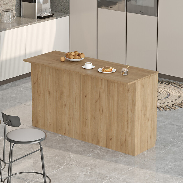 HABITAT ET JARDIN - Table de cuisine en bois "Lark" - 160 x 60 x 90 cm - Marron - large