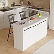 HABITAT ET JARDIN - Table de cuisine en bois "Lark" - 160 x 60 x 90 cm - Blanc - vignette
