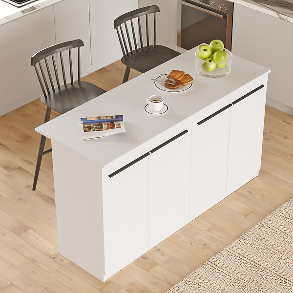 HABITAT ET JARDIN - Table de cuisine en bois "Lark" - 160 x 60 x 90 cm - Blanc - large
