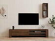 HABITAT ET JARDIN - Meuble TV avec étagère murale en bois "Naz" - 160 x 26 x 33 cm - Marron - vignette