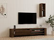 HABITAT ET JARDIN - Meuble TV avec étagère murale en bois "Naz" - 160 x 26 x 33 cm - Marron - vignette