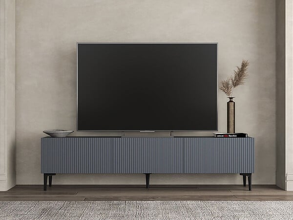 HABITAT ET JARDIN - Meuble TV en bois "Oscar" - 180 x 31 x 45 cm - Gris anthracite - large