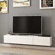 HABITAT ET JARDIN - Meuble TV suspendu en bois "Rigel" - 180 x 32 x 30 cm - Blanc - vignette
