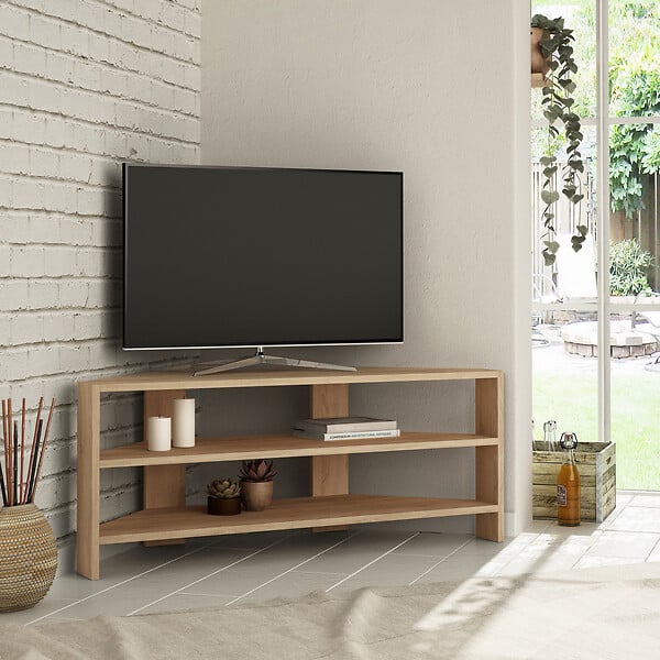 HABITAT ET JARDIN - Meuble TV d'angle en bois "Thales" - 114 x 36 x 45 cm - Beige - large
