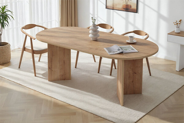HABITAT ET JARDIN - Table à manger en bois "Sabella" 200 x 90 x 75 cm - Chêne saphir - large