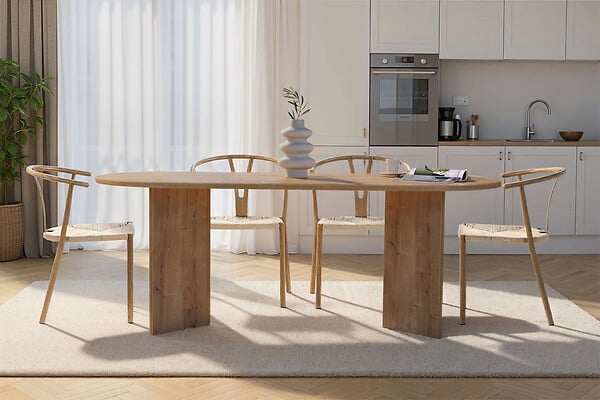 HABITAT ET JARDIN - Table à manger en bois "Sabella" 200 x 90 x 75 cm - Chêne saphir - large