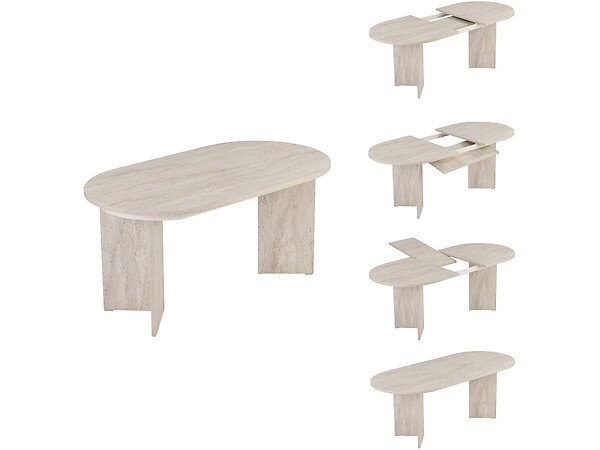HABITAT ET JARDIN - Table repas extensible en bois 160/200 cm "Sorell" - 8 places - Travertin - large
