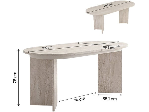 HABITAT ET JARDIN - Table repas extensible en bois 160/200 cm "Sorell" - 8 places - Travertin - large