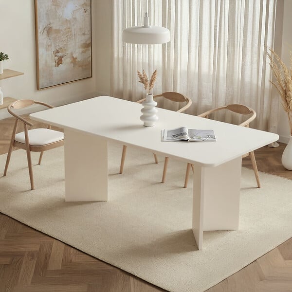 HABITAT ET JARDIN - Table à manger en bois "Linza" 180 x 90 x 75 cm - Blanc de bois - large