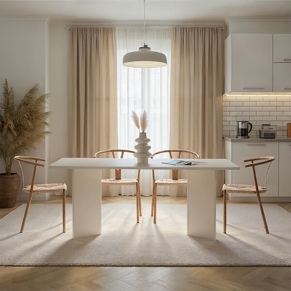 HABITAT ET JARDIN - Table à manger en bois "Linza" 180 x 90 x 75 cm - Blanc de bois - large