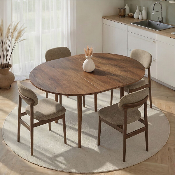 HABITAT ET JARDIN - Table à manger extensible en bois "Viona" 100 x 100 x 75 cm - Barok Walnut - large