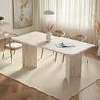 HABITAT ET JARDIN - Table à manger en bois "Linza" 180 x 90 x 75 cm - Travertin - vignette