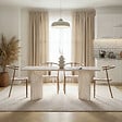 HABITAT ET JARDIN - Table à manger en bois "Linza" 180 x 90 x 75 cm - Travertin - vignette