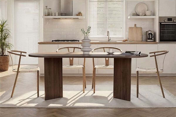 HABITAT ET JARDIN - Table à manger en bois "Sabella" 200 x 90 x 75 cm - Noyer - large