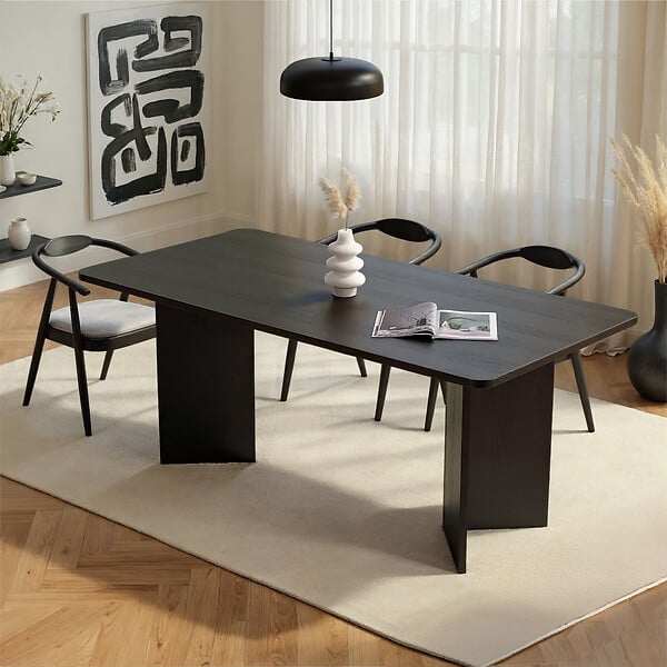 HABITAT ET JARDIN - Table à manger en bois "Linza" 180 x 90 x 75 cm - Bois Noir - large