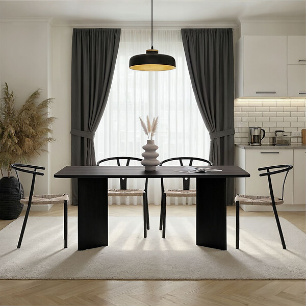 HABITAT ET JARDIN - Table à manger en bois "Linza" 180 x 90 x 75 cm - Bois Noir - large