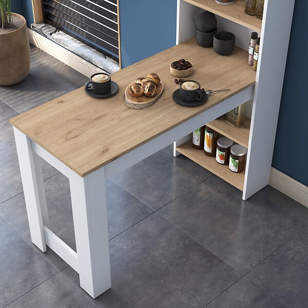 HABITAT ET JARDIN - Table de repas avec étagères en bois "Jong" - 120 x 54 x 154 cm - Marron - large