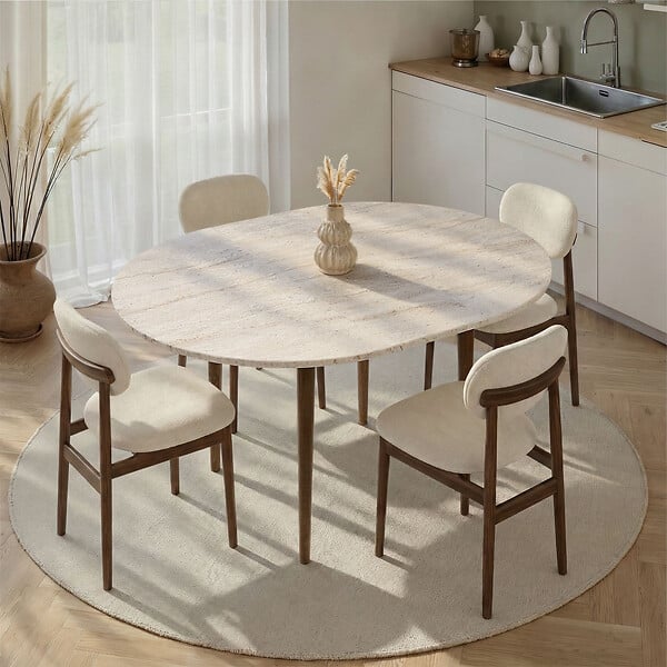 HABITAT ET JARDIN - Table à manger extensible en bois "Viona" 100 x 100 x 75 cm - Travertin - large