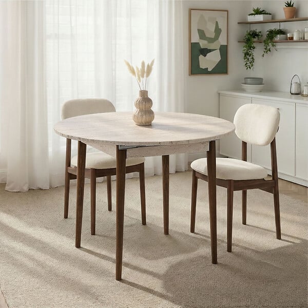 HABITAT ET JARDIN - Table à manger extensible en bois "Viona" 100 x 100 x 75 cm - Travertin - large