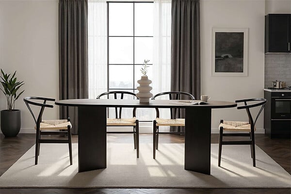 HABITAT ET JARDIN - Table à manger en bois "Sabella" 200 x 90 x 75 cm - Bois Noir - large