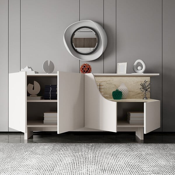 HABITAT ET JARDIN - Buffet en bois "Line" - 180 x 40 x 81 cm - Beige - large