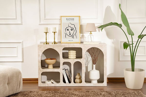 HABITAT ET JARDIN - Buffet en bois "Liva" - 120 x 37 x 74 cm - Travertin - large