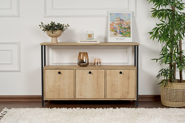 HABITAT ET JARDIN - Buffet en bois "Solace" - 120 x 30 x 77 cm - Beige - large
