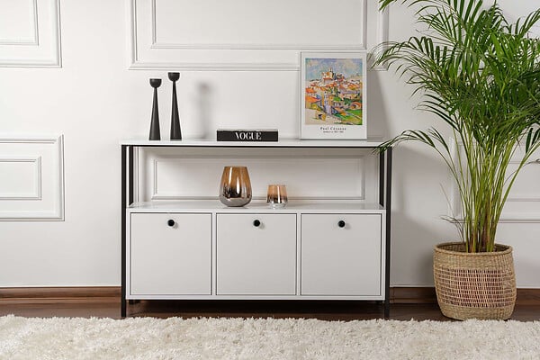 HABITAT ET JARDIN - Buffet en bois "Solace" - 120 x 30 x 77 cm - Blanc - large