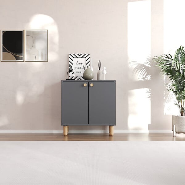 HABITAT ET JARDIN - Buffet en bois "Lina" - 72 x 36 x 73 cm - Gris anthracite - large