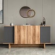 HABITAT ET JARDIN - Buffet en bois "Diana" - 180 x 40 x 81 cm - Gris anthracite - vignette