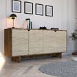 HABITAT ET JARDIN - Buffet en bois "Istemi" - 180 x 40 x 81 cm - Travertin - vignette