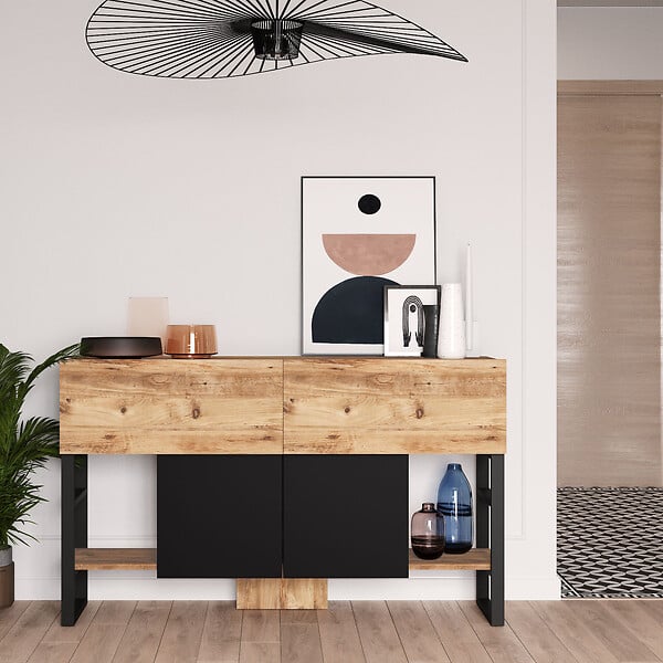 HABITAT ET JARDIN - Buffet en bois "Mel" - 140 x 43 x 84 cm - Beige - large
