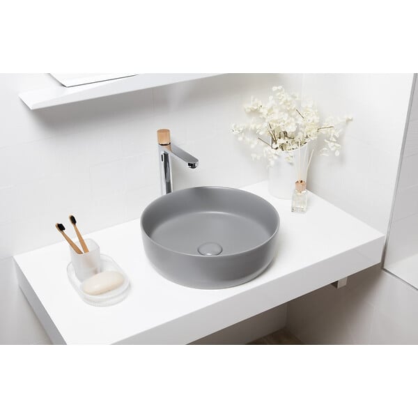 SWISS AQUA TECHNOLOGIES - Bonde à écoulement libre Infinitio 5/4" sans trop-plein pour lavabos et vasques, gris mat (PZATKALGRM) - large