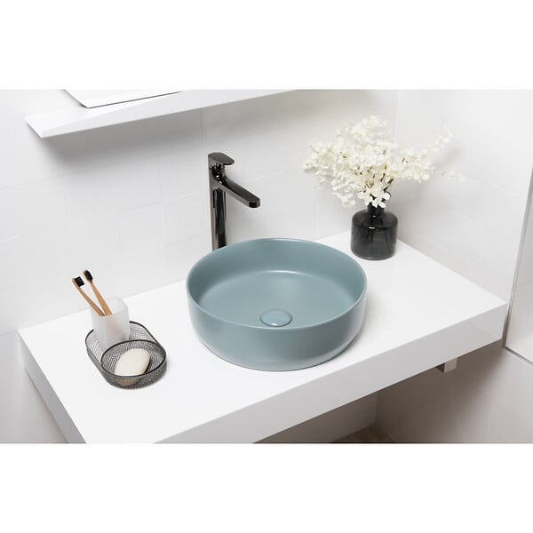 SWISS AQUA TECHNOLOGIES - Bonde à écoulement libre Infinitio 5/4" sans trop-plein pour lavabos et vasques, vert mat (PZATKALGEM) - large