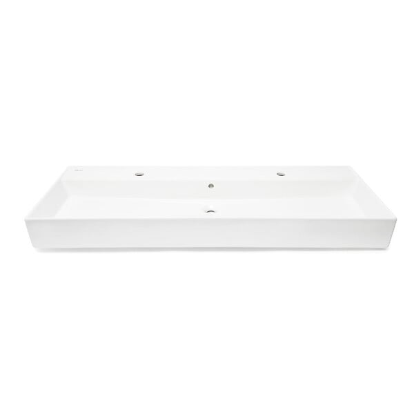SWISS AQUA TECHNOLOGIES - Lavabo 121,4 x 46,9 cm en céramique blanc – 2 trous – Infinitio (SATINF12046) - large
