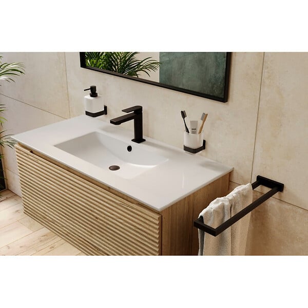 NATUREL - Lavabo 101 x 46 cm en céramique blanc pour meuble – Modena Naturel avec trop-plein (M10046) - large