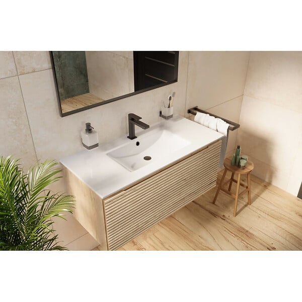 NATUREL - Lavabo 101 x 46 cm en céramique blanc pour meuble – Modena Naturel avec trop-plein (M10046) - large