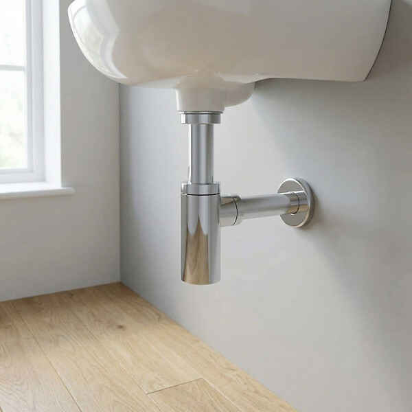 ALCA - Siphon de lavabo universel design 100% métal chromé (A400) - large