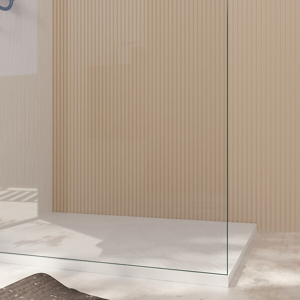AURLANE - Paroi de Douche 120x200cm en Verre Trempé Transparent 8mm Anticalcaire - Profilé Noir Mat - LINA - large