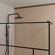 AURLANE - Paroi de Douche Serigraphie Briques 140x195cm - Verre Anticalcaire 8mm - Profilé Noir Mat - vignette