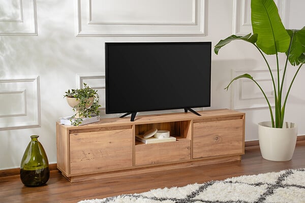 HABITAT ET JARDIN - Meuble TV en bois "Vanguard" - 160 x 29 x 42 cm - Pin atlantique - large