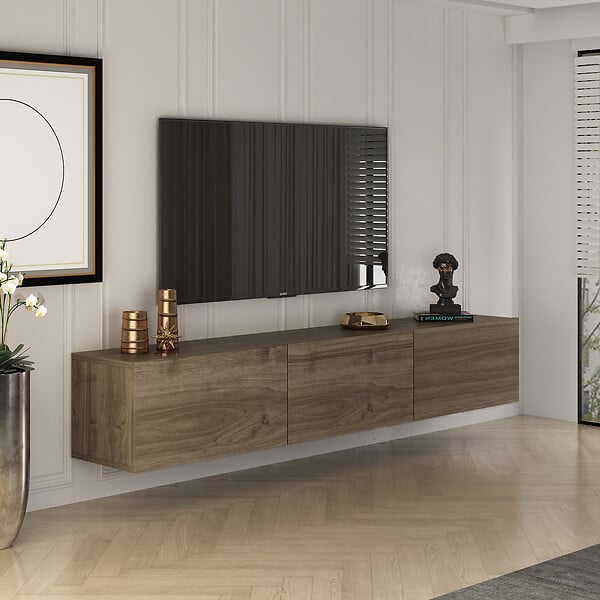 HABITAT ET JARDIN - Meuble TV en bois "West" - 150 x 32 x 30 cm - Noyer - large