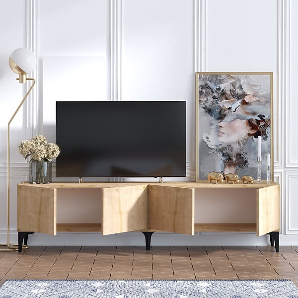 HABITAT ET JARDIN - Meuble TV en bois "Nora" - 180 x 35 x 50 cm - Chêne Saphir - large