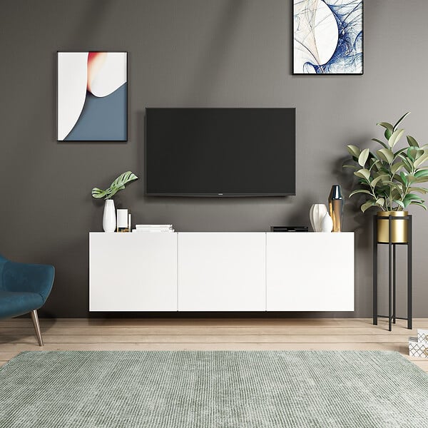 HABITAT ET JARDIN - Meuble TV en bois "White" - 150 x 31 x 44 cm - Blanc - large