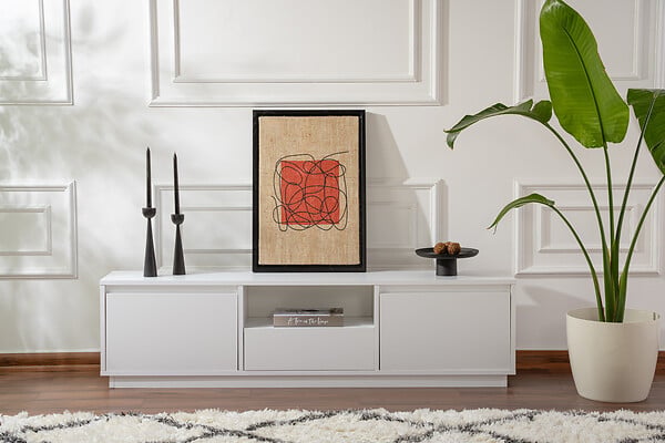 HABITAT ET JARDIN - Meuble TV en bois "Vanguard" - 160 x 29 x 42 cm - Blanc naturel - large