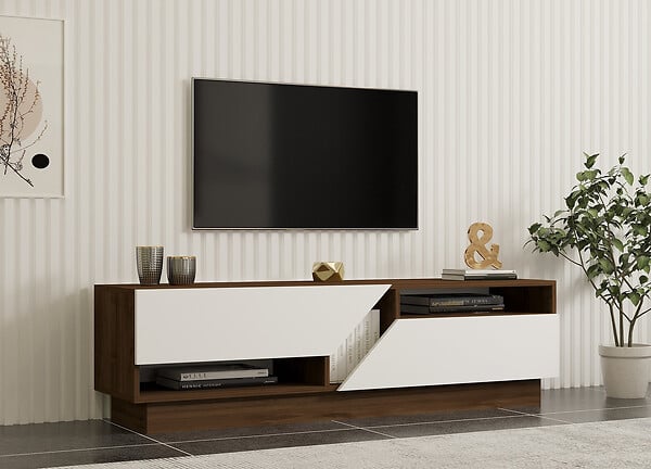 HABITAT ET JARDIN - Meuble TV en bois "Koza" - 160 x 40 x 45 cm - NoyerBlanc - large