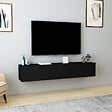 HABITAT ET JARDIN - Meuble TV en bois "Denby" - 160 x 31 x 29 cm - Noir - vignette