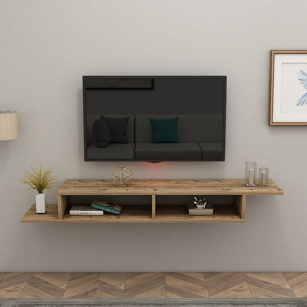 HABITAT ET JARDIN - Meuble TV en bois "Muson" - 120 x 29 x 18 cm - Pin Atlantique - large