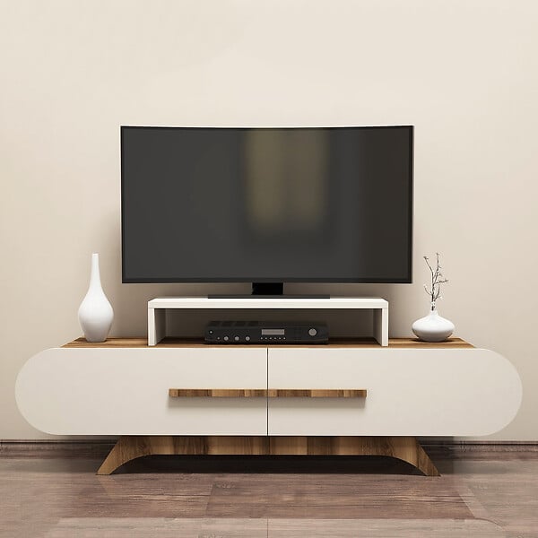 HABITAT ET JARDIN - Meuble TV en bois "Rose" - 145 x 36 x 49 cm - Crème de noix - large