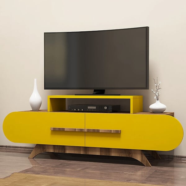 HABITAT ET JARDIN - Meuble TV en bois "Rose" - 145 x 36 x 49 cm - NoyerJaune - large